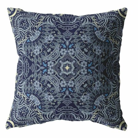 PALACEDESIGNS 18 in. Indigo Boho Ornate Indoor & Outdoor Throw Pillow PA3099481